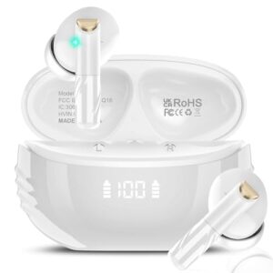 Read more about the article Conyat Wireless Earbuds, Bluetooth 5.4 Headphones HiFi Stereo, Wireless Earphones with ENC Noise Cancelling Mic, 48H Playtime, LED Power Display, IPX7 Waterproof Bluetooth Earbuds, White