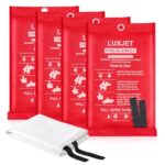 LUXJET Fire Blanket Kitchen, 4 Pack Fiberglass Fire Retardant Blanket Emergency Survival Safety Cover for Kitchen, Survival Gear, Construct, Gas Station, Warehouse