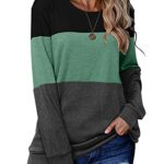 onlypuff Women Long Sleeve Pullover Crewneck Sweaters Ladies Tunic Top Shirts Black Green