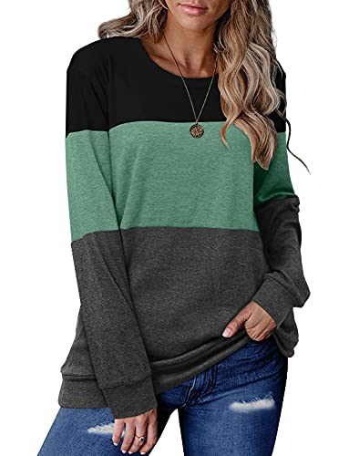 You are currently viewing onlypuff Women Long Sleeve Pullover Crewneck Sweaters Ladies Tunic Top Shirts Black Green