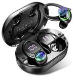 Wireless Earbuds Sport, Écouteur Bluetooth 5.4, HiFi Stereo Ear Buds, ENC Noise Cancelling Mic Headphones, 50H Dual LED Display Casque, in Ear Earphones with Earhooks, for Running/Fitness/Workout