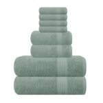 GLAMBURG Ultra Soft 8-Piece Towel Set – 100% Pure Ringspun Cotton, Contains 2 Oversized Bath Towels 27×54, 2 Hand Towels 16×28, 4 Wash Cloths 13×13 – Ideal for Everyday use, Hotel & Spa – Jade