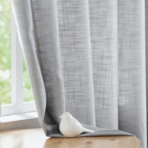 Read more about the article FMFUNCTEX Semi Sheer Linen Curtains, Grey Curtains 96 Inches Long for Living Room, Grey Farmhouse Curtains for Bedroom, Light Filtering Privacy Drapes, Grommet Window Curtains 2 Panels