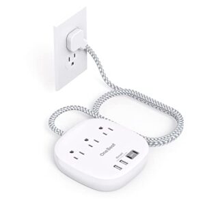 Read more about the article One Beat Flat Plug Power Bar with USB C, 5FT Ultra-Thin Extension Cord, 3 Outlet with 4 USB Ports (2 USB C) Desktop Charging Station, No Surge Protection for Cruise Ship, Travel Essentials, Dorm Room