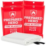 Prepared Hero Emergency Fire Blanket – 4 Pack – Fire Suppression Blanket for Kitchen, 40” x 40” Fire Blanket for Home, Fiberglass Fire Blanket