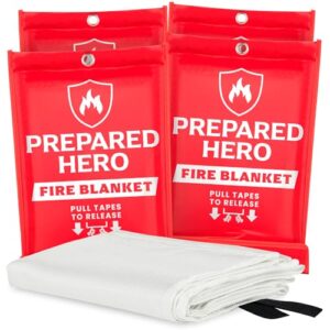 Read more about the article Prepared Hero Emergency Fire Blanket – 4 Pack – Fire Suppression Blanket for Kitchen, 40” x 40” Fire Blanket for Home, Fiberglass Fire Blanket