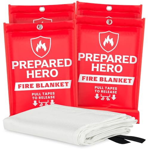 Read more about the article Prepared Hero Emergency Fire Blanket – 4 Pack – Fire Suppression Blanket for Kitchen, 40” x 40” Fire Blanket for Home, Fiberglass Fire Blanket