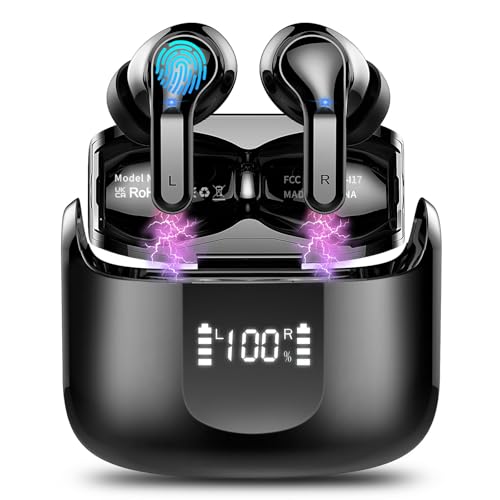Read more about the article Wireless Earbuds, Bluetooth 5.4 Headphones 2025 Ear Buds with 4 ENC Noise Cancelling Mics, Deep Bass HiFi Stereo 40H in Ear Earphones with LED Display, IP7 Waterproof Bluetooth Earbuds for Android/iOS