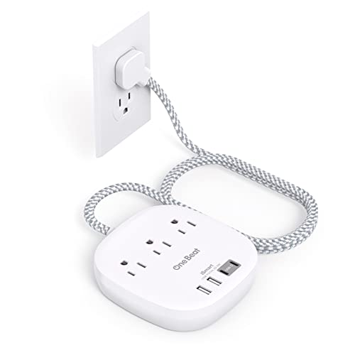 You are currently viewing One Beat Flat Plug Power Bar with USB C, 5FT Ultra-Thin Extension Cord, 3 Outlet with 4 USB Ports (2 USB C) Desktop Charging Station, No Surge Protection for Cruise Ship, Travel Essentials, Dorm Room