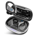 Wireless Earbuds Bluetooth Headphones 80Hrs Playtime Ear Buds IPX7 Waterproof Sports Earphones Wireless Charging Case Over-Ear Earhooks Headest/Black