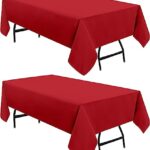 Utopia Kitchen Red Rectangle Table Cloth 2 Pack [60×84 Inches] Nappe de Table Rectangulaire Machine Washable Polyester Table Cover for Dining, Picnic, Parties, Events, Weddings and Restaurants