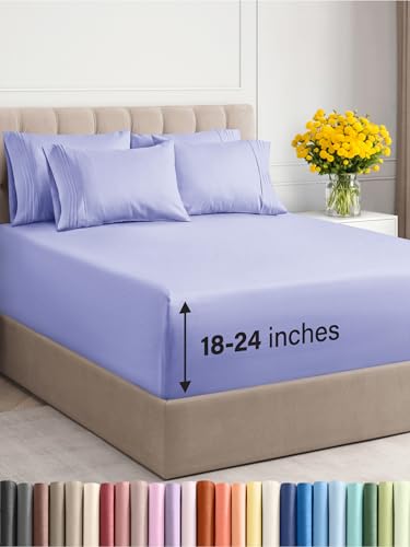 You are currently viewing Extra Deep Full Sheet Set – 6 Piece Breathable & Cooling Sheets – Hotel Luxury Bed Sheets Set – Easy & Secure Fit – Soft, Wrinkle Free & Comfy Sheets Set – Lavender Sheet Set w/Extra Deep Pockets