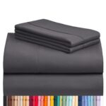 LuxClub 6 PC Queen Sheet Set, Breathable Luxury Bed Sheets, Deep Pockets 18″ Wrinkle Free Cooling Sheets Machine Washable Hotel Bedding Silky Soft – Dark Grey Queen