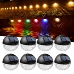 Quntis Solar Lights Outdoor 8PCS, RGBW Solar Fence Lights with 10 Color Modes, Waterproof Colorful Solar Powered Dusk to Dawn Lights for Garden Deck Patio Porch Decorations, Warm White & Multicolor