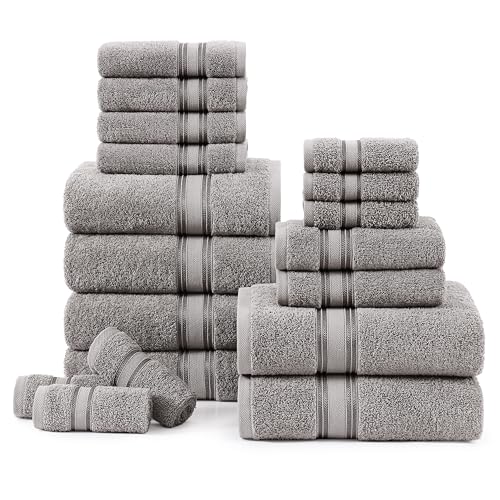 You are currently viewing Bath Towels for Bathroom – 100% Cotton Towel Set, Soft Bath Set- 6 Bathroom Towels, 6 Hand Towels, 6 Wash Cloths, Quick Dry, Highly Absorbent Shower Towels – 18 Piece Set Grey