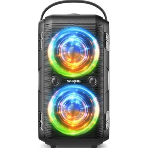 Read more about the article W-KING Bluetooth Speaker Loud, 180W Peak Party Portable Outdoor Haut Parleur Speaker Wireless Boom Box/4 Drivers(2 * 4.04’’ Woofer)-80W Deep Bass Tube, Huge 105dB Sound, Lights/IPX5/EQ/24H/USB/TF/AUX