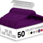 Utopia Home Pack of 50 Premium Non Slip Velvet Hangers 360 Degree rotatable Hook Durable & Slim Coat – Pant Hangers – Purple