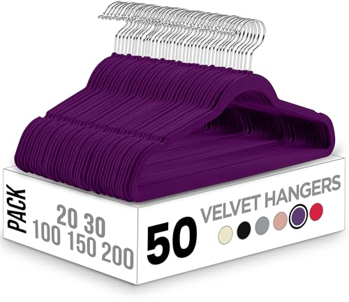 Read more about the article Utopia Home Pack of 50 Premium Non Slip Velvet Hangers 360 Degree rotatable Hook Durable & Slim Coat – Pant Hangers – Purple