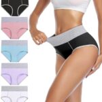 wirarpa Women’s Cotton Underwear High Waist Briefs Ladies Soft Comfortable Panties 5 Pack Multicolored Medium