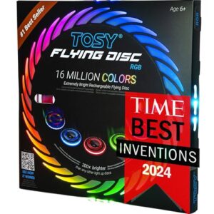 Read more about the article TOSY Flying Disc – 16 Million Colors RGB LEDs, Extremely Bright, Smart Modes, Camping Essentials for Teens/Kids/Adult/Men/Boys/Girls, Auto Light Up, Patented Technology, Rechargeable, Waterproof, 175g