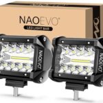 NAOEVO 4 Inch LED Pod Lights, 120W 12,000LM LED Fog/Driving/Off Road Lights LED Light Bar with Spot Flood Combo, LED Cube Work Lights for Truck Boat ATV UTV, 2 Pcs (White)