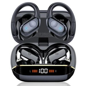 Read more about the article Wireless Earbuds, 75H Bluetooth 5.4 Headphones, Sport Wireless Earphones with 4 ENC Mic, Stereo Bass, IP7, Bluetooth Earbuds with Earhooks for Workout/Running/Work, Dual LED Display Ear Buds, Black