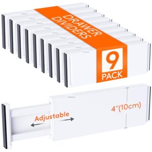 Read more about the article Lifewit 9 Pack Drawer Dividers 4″ High, 11-17″ Adjustable Drawer Organizers for Clothes, Expandable Dresser Separators in Bedroom/Bathroom/Kitchen/Office/Fridge Organization and Storage, White