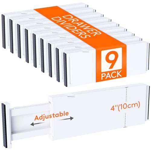 You are currently viewing Lifewit 9 Pack Drawer Dividers 4″ High, 11-17″ Adjustable Drawer Organizers for Clothes, Expandable Dresser Separators in Bedroom/Bathroom/Kitchen/Office/Fridge Organization and Storage, White