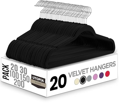 You are currently viewing Utopia Home Pack of 20 Premium Non Slip Velvet Hangers 360 Degree rotatable Hook Durable & Slim Coat – Pant Hangers – Black
