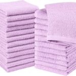 Utopia Towels Cotton Washcloths Set, 100% Ring Spun Cotton, Premium Flannel Face Cloths, Highly Absorbent and Soft Feel Fingertip Towels, 24 Pack, Lavender