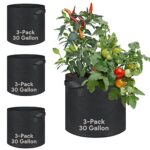Grow Bags 30 Gallon 3 Pack Fabric Pots Heavy Duty Thickened Nonwoven Garden Planting Bags with Handles for Tomato Vegetables Fruits Indoor Outdoor(24″ Dia x 16″ H)