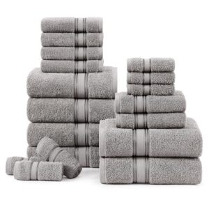 Read more about the article Bath Towels for Bathroom – 100% Cotton Towel Set, Soft Bath Set- 6 Bathroom Towels, 6 Hand Towels, 6 Wash Cloths, Quick Dry, Highly Absorbent Shower Towels – 18 Piece Set Grey