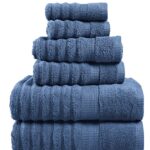 Luxury Bath Towels for Bathroom Decorative Set of 6, 100% Cotton Quick Dry Bath-Towel, Hand-Towel and Washcloths Sets, Soft Workout-Towel for Gym, Body-Towels, Hotel Collection Towel- Denim