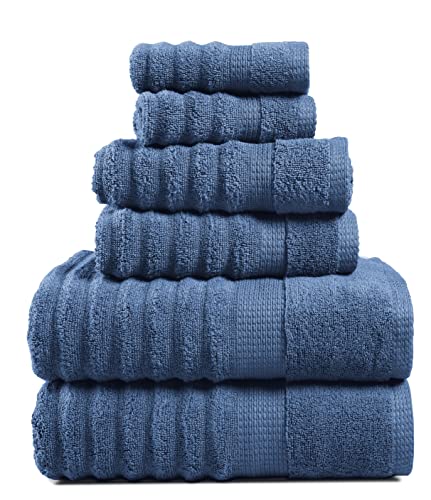 Read more about the article Luxury Bath Towels for Bathroom Decorative Set of 6, 100% Cotton Quick Dry Bath-Towel, Hand-Towel and Washcloths Sets, Soft Workout-Towel for Gym, Body-Towels, Hotel Collection Towel- Denim