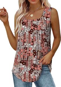 Read more about the article Naivikid Womens Tank Tops Sleeveless Square Neck Loose Fit Summer Clothes Brown Flower L