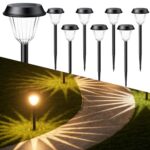 Quntis 8-Pack RGB/Warm White Solar Pathway Lights, IP65 Waterproof Solar Lights Outdoor, Auto On/Off Solar Garden Lights Landscape Lighting, Path Lights Solar Powered for Yard Driveway Walkway Patio
