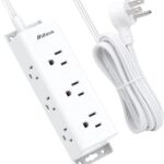 Power Bars with Surge Protector – 9 Widely Spaced Multi Outlets, Wall Mount, 3 Side Outlet Extender with 5Ft Extension Cord, Flat Plug for Home Office