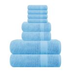GLAMBURG Ultra Soft 8-Piece Towel Set – 100% Pure Ringspun Cotton, Contains 2 Oversized Bath Towels 30×54, 2 Hand Towels 16×28, 4 Wash Cloths 13×13 – Ideal for Everyday use, Hotel & Spa – Sky Blue