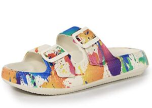 Read more about the article BenSorts Women Cushion Slides Sandal 2 Buckle Adjustable Outdoor Pillow Slippers Slides Shower Shoes Slipper Colorful Beige Men Size 7 8 Women Size 8 9