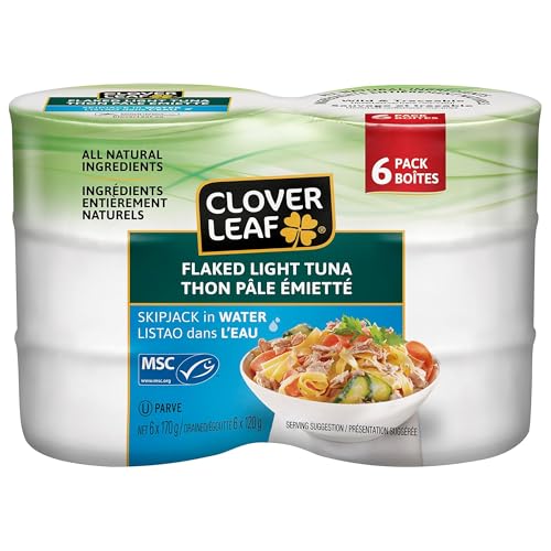 You are currently viewing Clover Leaf Flaked Light Skipjack Tuna in Water – 170g, 6 Count – Canned Tuna – High in Protein – 13g of Protein Per 55g Serving – 100% Wild-Caught and Traceable Tuna – Trace My Catch