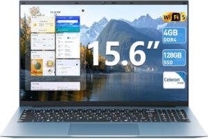 Read more about the article SGIN 15.6 Inch Laptop with Celeron N4000 Processor, 4GB RAM 128GB SSD Ordinateur Portable, Windows 11 Laptops Computer, BT5.0, 180° Viewing, Standard HDMI, Webcam, Wi-Fi 5, 7000mah Battery, Type-C