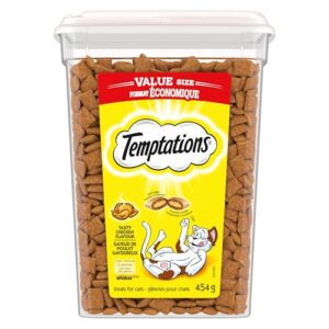 Read more about the article TEMPTATIONS Adult Cat Treats, Tasty Chicken Flavour, 454g Tub