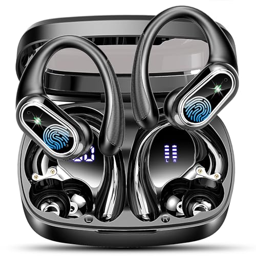 You are currently viewing Wireless Earbuds, Bluetooth 5.3 Headphones Sport, Bluetooth Ear Buds with Noise Canceling Mics, 50H Stereo Wireless Headphones with EarHooks, LED Display, IP7 Waterproof Earphones for Running, Black